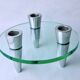 Glass circle candle holders, 3 flames, Denmark, 1970