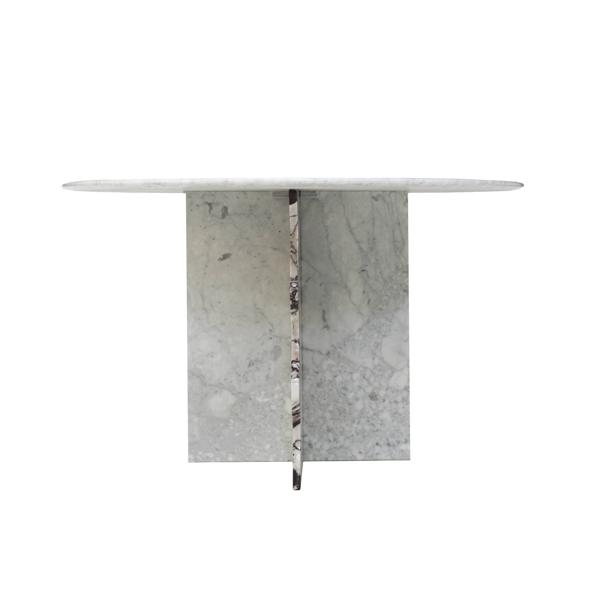 Contemporary Calacatta and Carrara Marble Round Table Designed by L.A. Stud