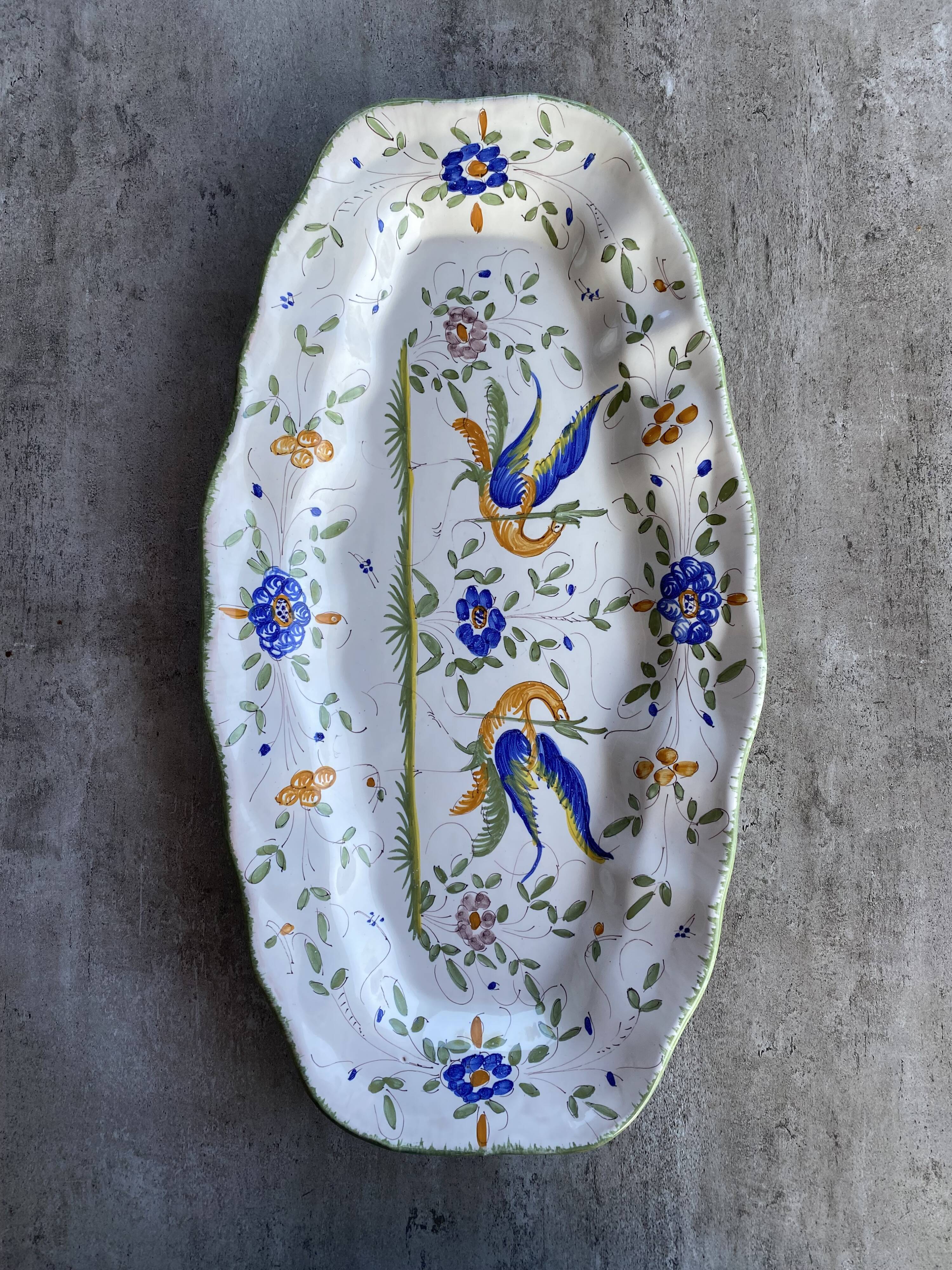 Very large decorative dish in Limoges earthenware