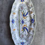 Très grand plat décoratif en faïence de limoges