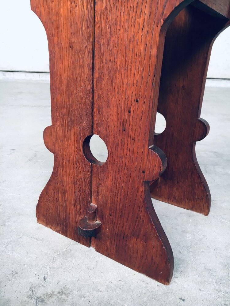 Amsterdam School Design Oak Handle Stool, Netherlands, 1920s