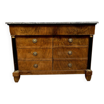 Empire chest of drawers in light wood and black lacquer circa 1880