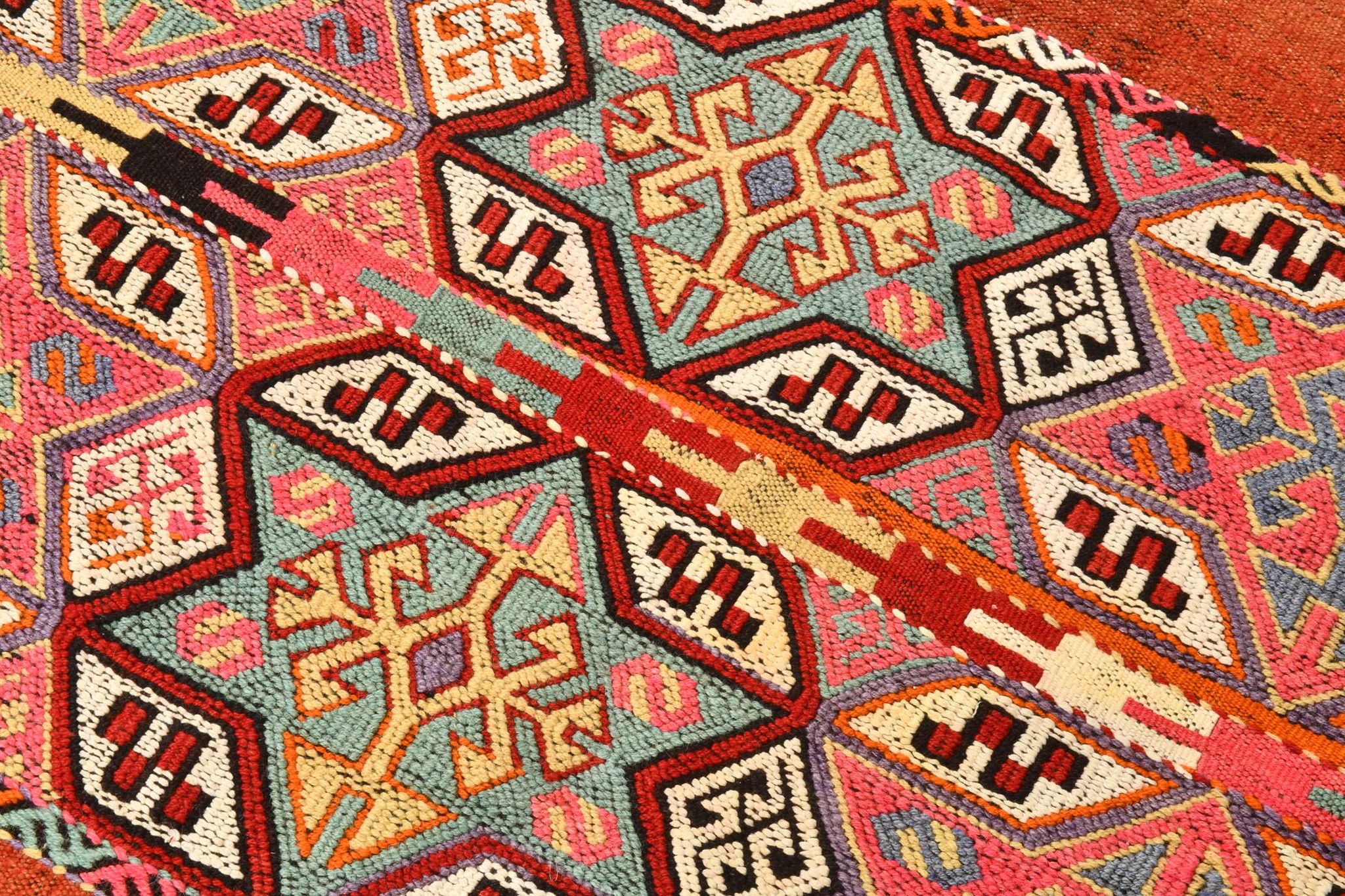 5x6 Yellow and Red Decorative Kilim Carpet, Orientel Kilim Rug, 140x192Cm