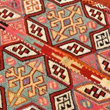 5x6 Yellow and Red Decorative Kilim Carpet, Orientel Kilim Rug, 140x192Cm
