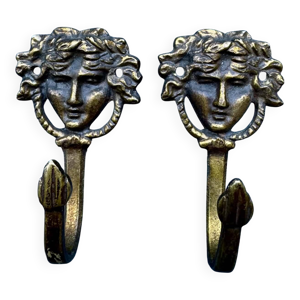 2 patères en laiton - art nouveau