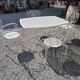 Old wrought iron garden furniture, table + 2 armchairs + 2 chairs