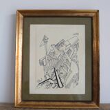 Painting drawing the city Jules Mougin, the poet postman Abstract art brut