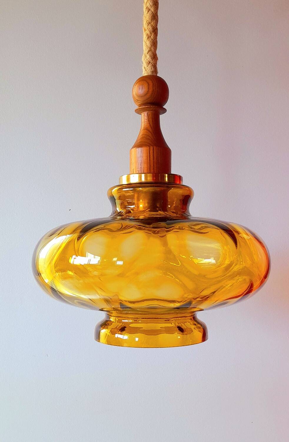 Veb narva suspension in amber glass 70s