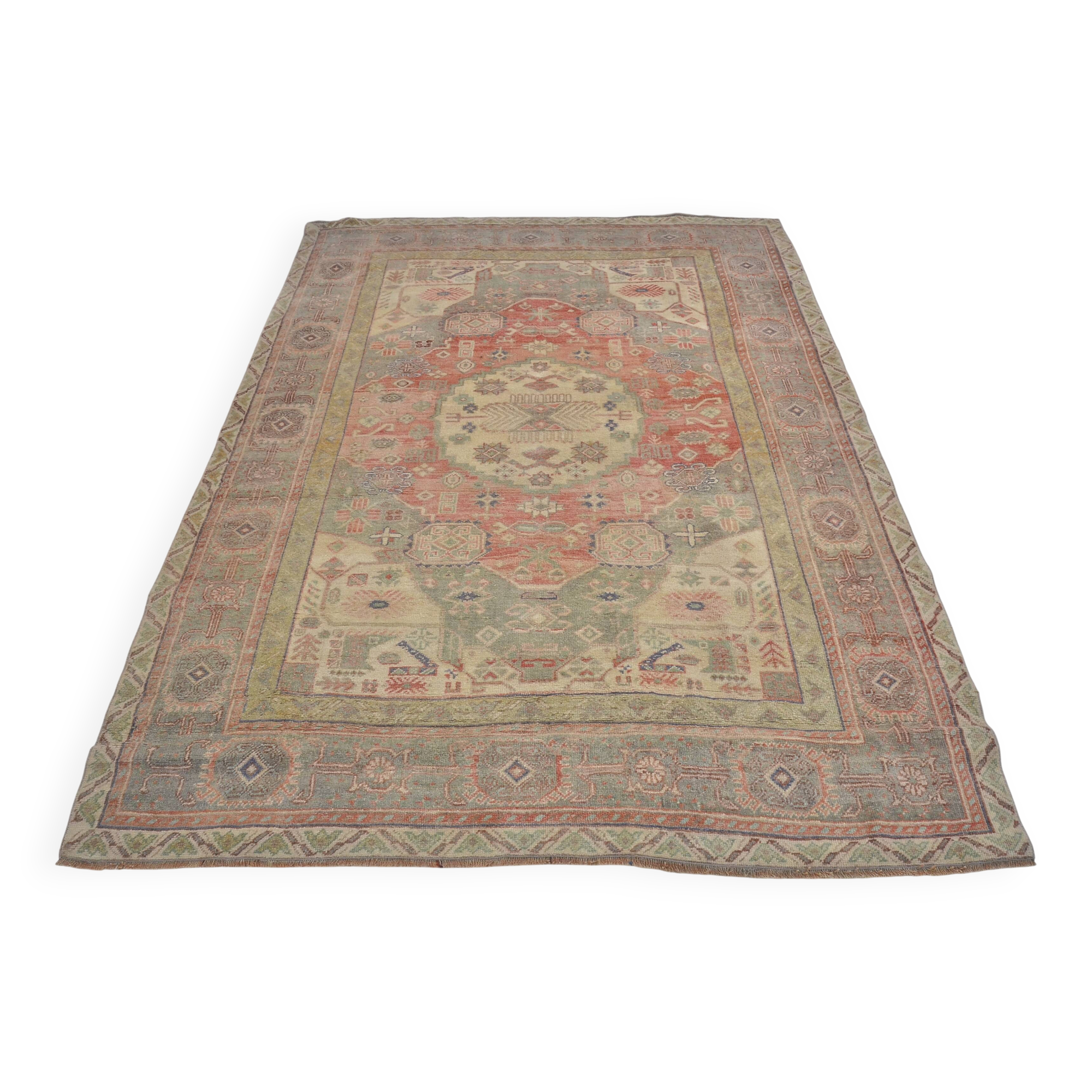 Oushak Handknotted Vintage Rug sku 1453