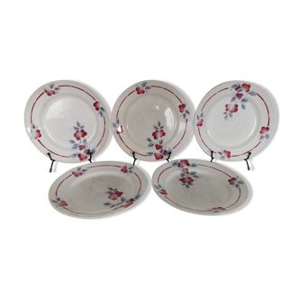 5 assiettes creuse signée saint amand vintage