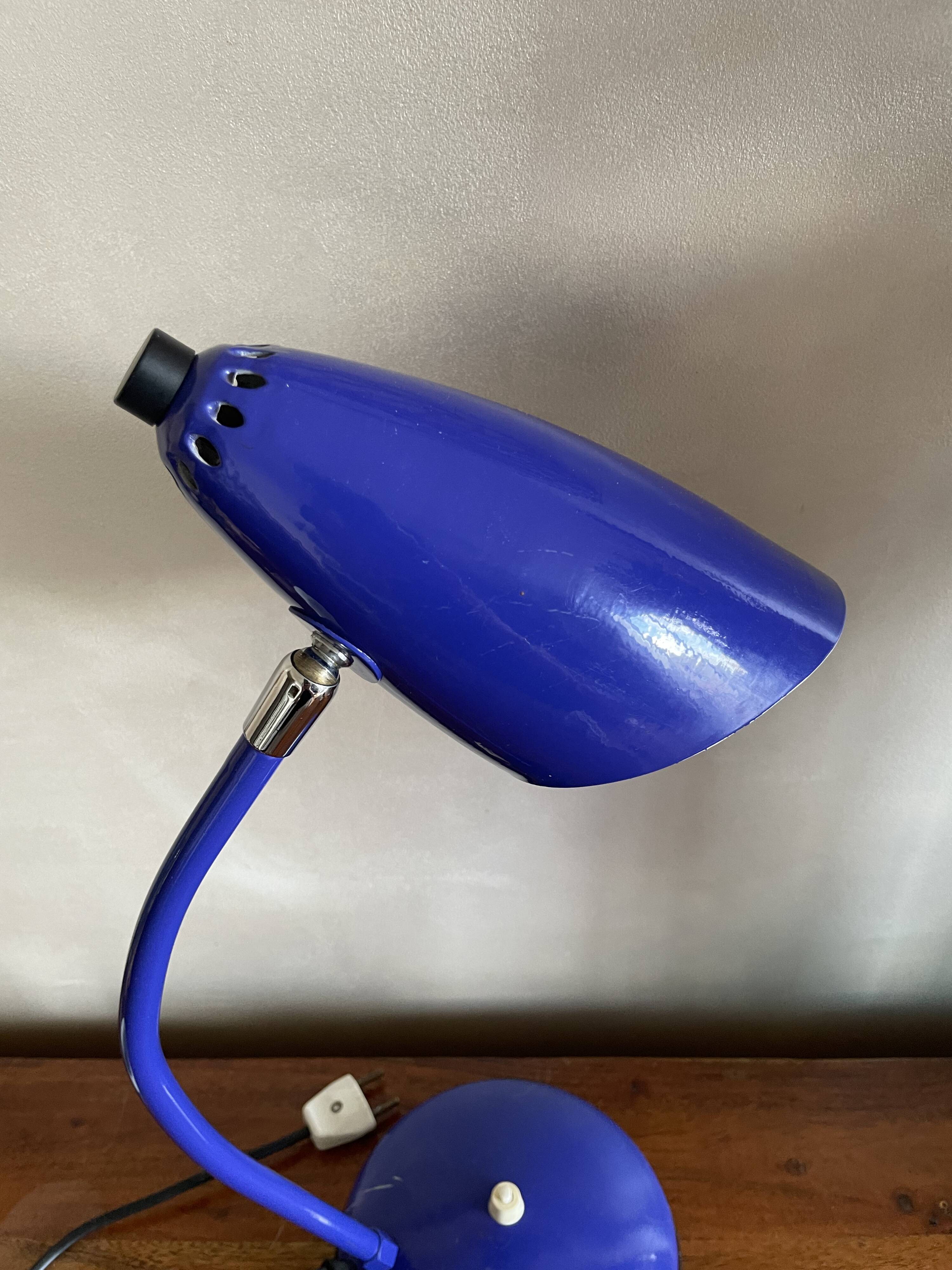 Vintage blue iron lamp