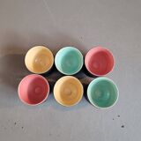 Set of 6 black and colored ceramic egg cups