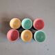 Set of 6 black and colored ceramic egg cups
