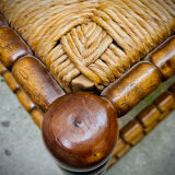 Brutalist chairs mulched in turned wood from the 60s