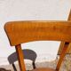6 vintage 1960s wooden bistro chairs with camel faux leather.