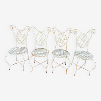 Provençal chair Harlequin shape wrought iron year 70