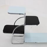 Etagere Bauhaus chromée des années 1930 avec verre Opaxy, Tchécoslovaquie