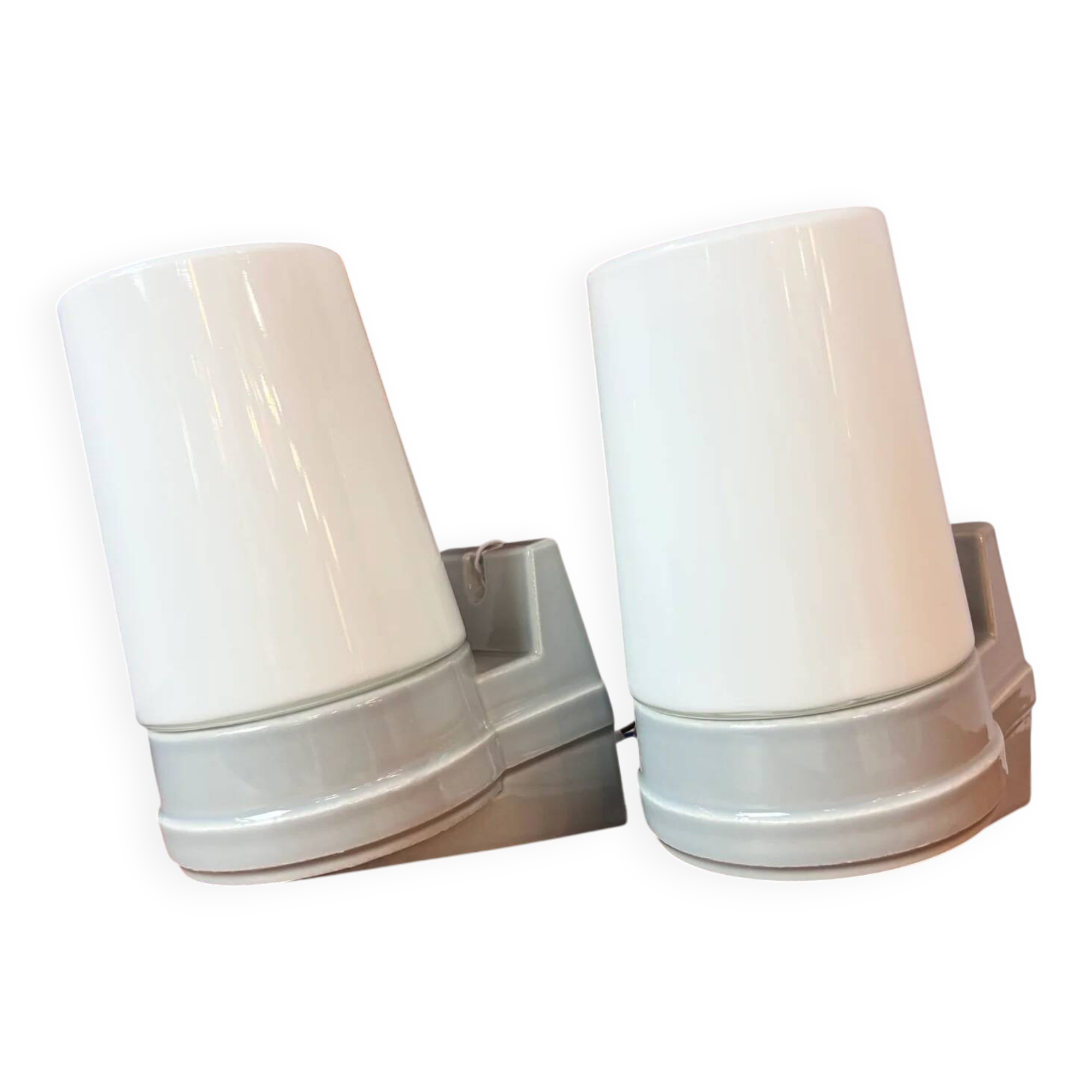 Set: 2x Wall Lamp Model 6070 light grey Sigvard Bernadotte for Ifö