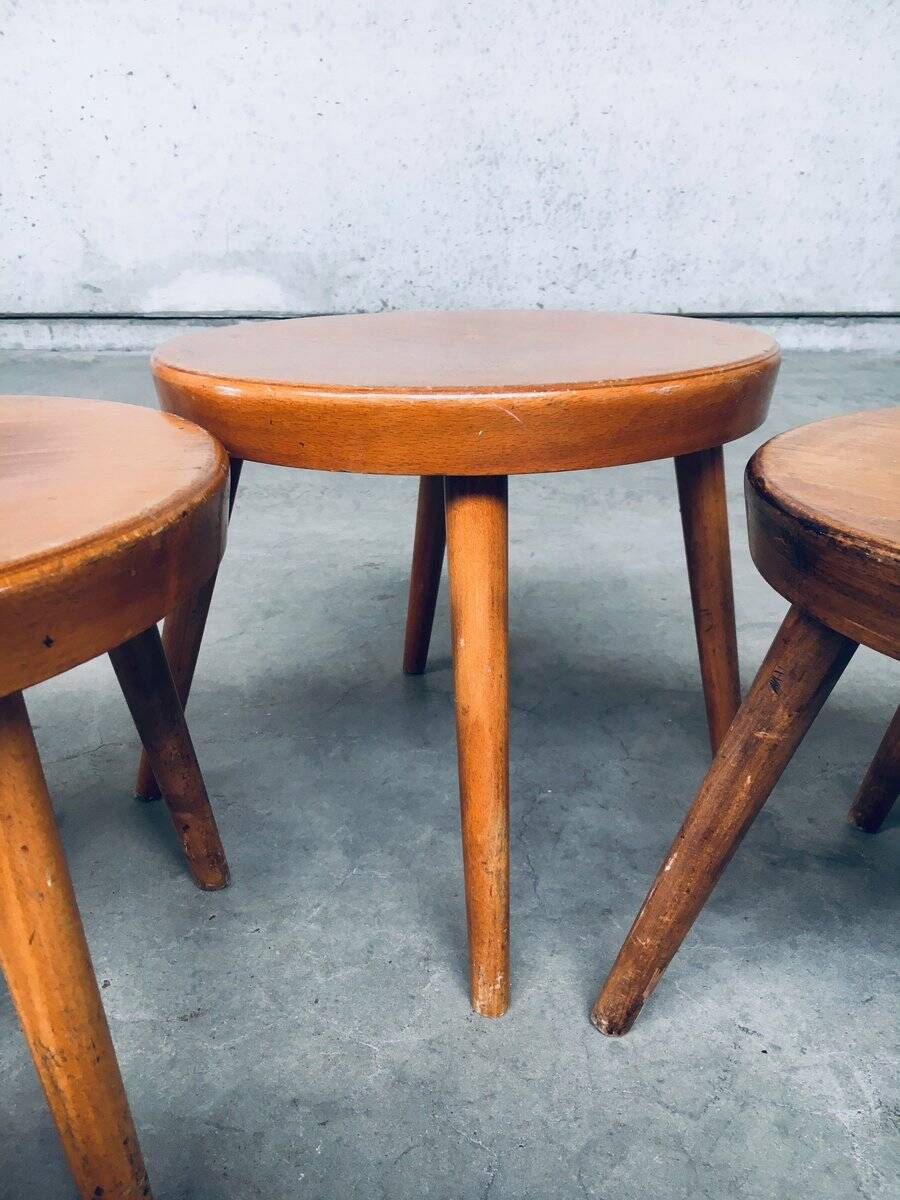 Mid-Century Low Side Table Set, Belgium, 1950s, Set of 4