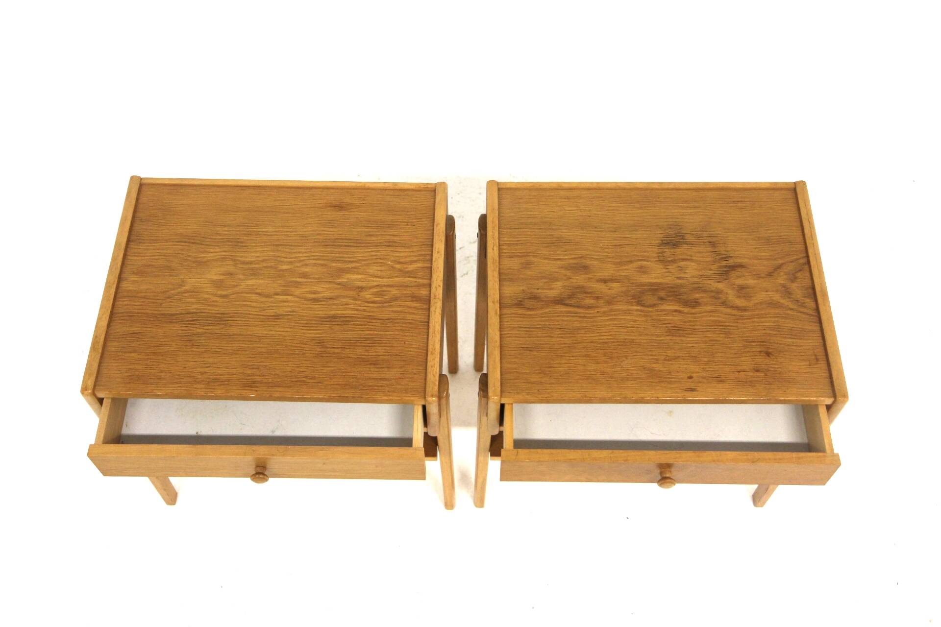 Set of 2 teak and oak bedside tables, Ferdinand Lundqvist, Sweden, 1960
