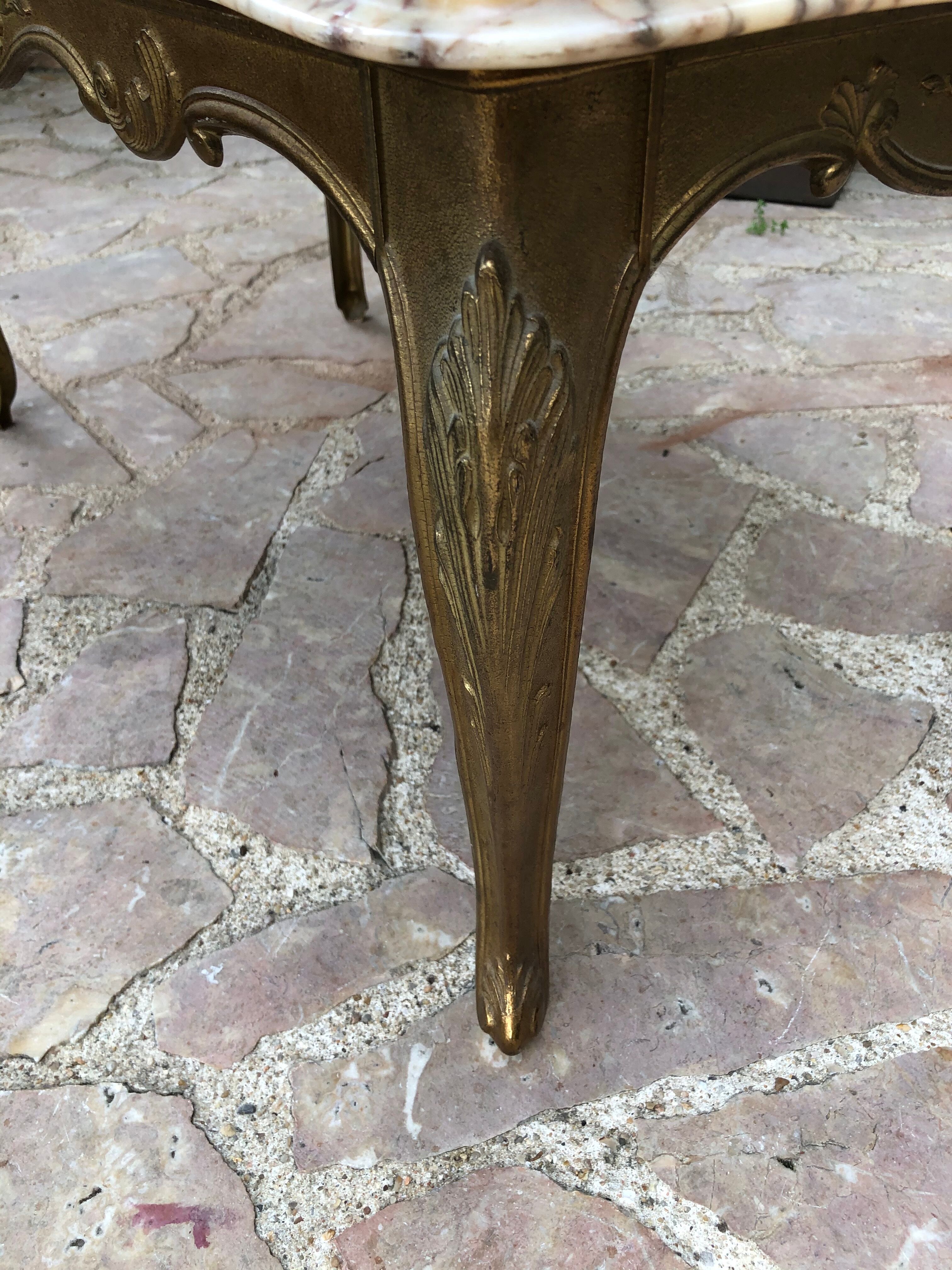 Gold bronze and marble coffee table