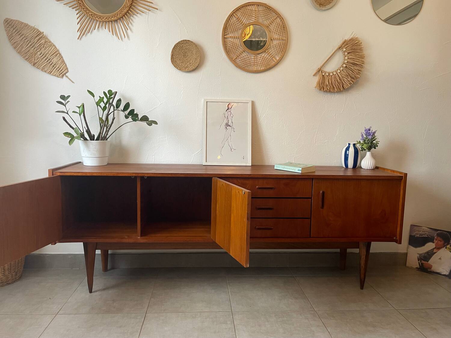 Very beautiful vintage Scandinavian teak sideboard