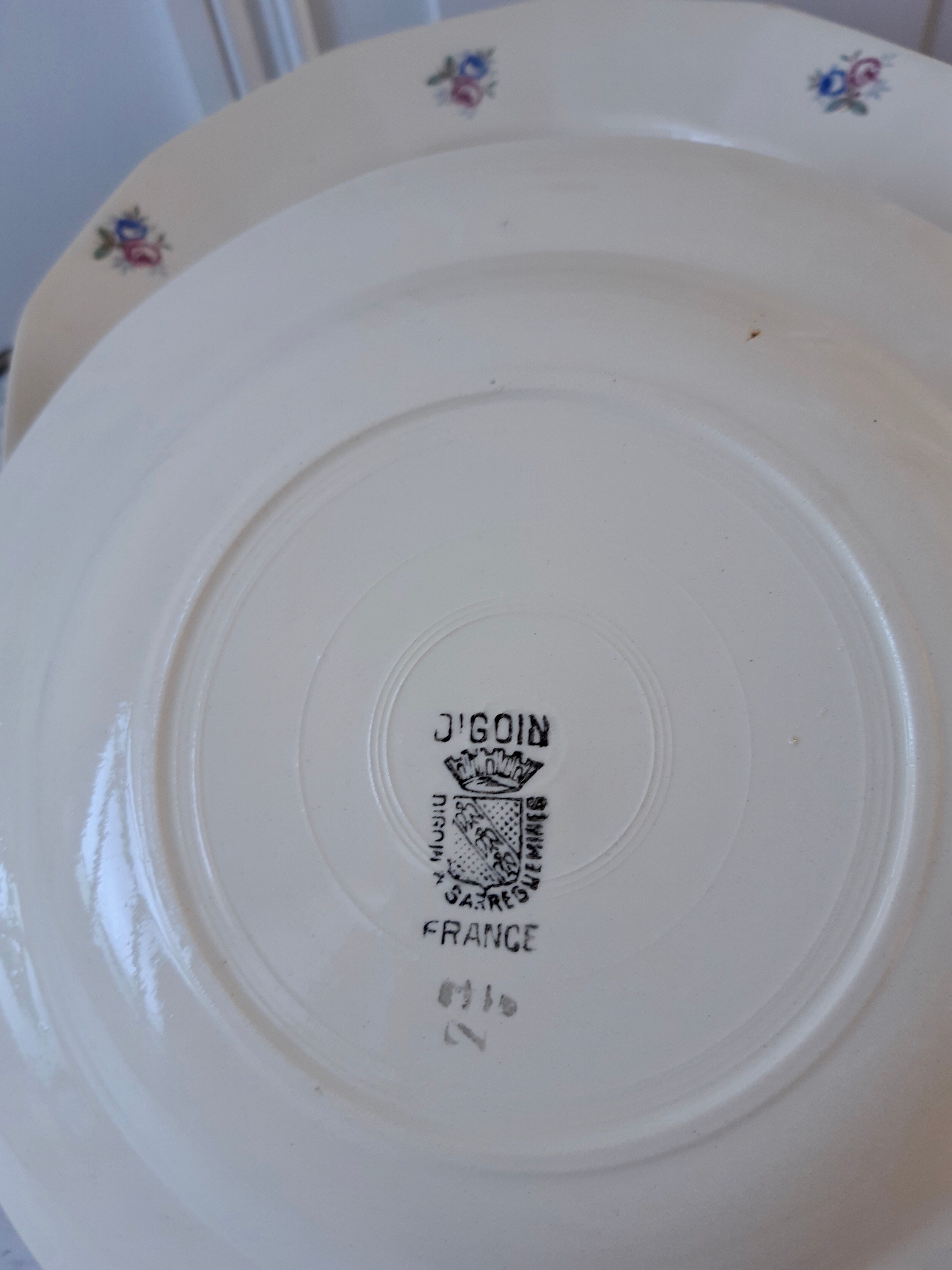 Set of 6 hollow plates Digoin Sarreguemines