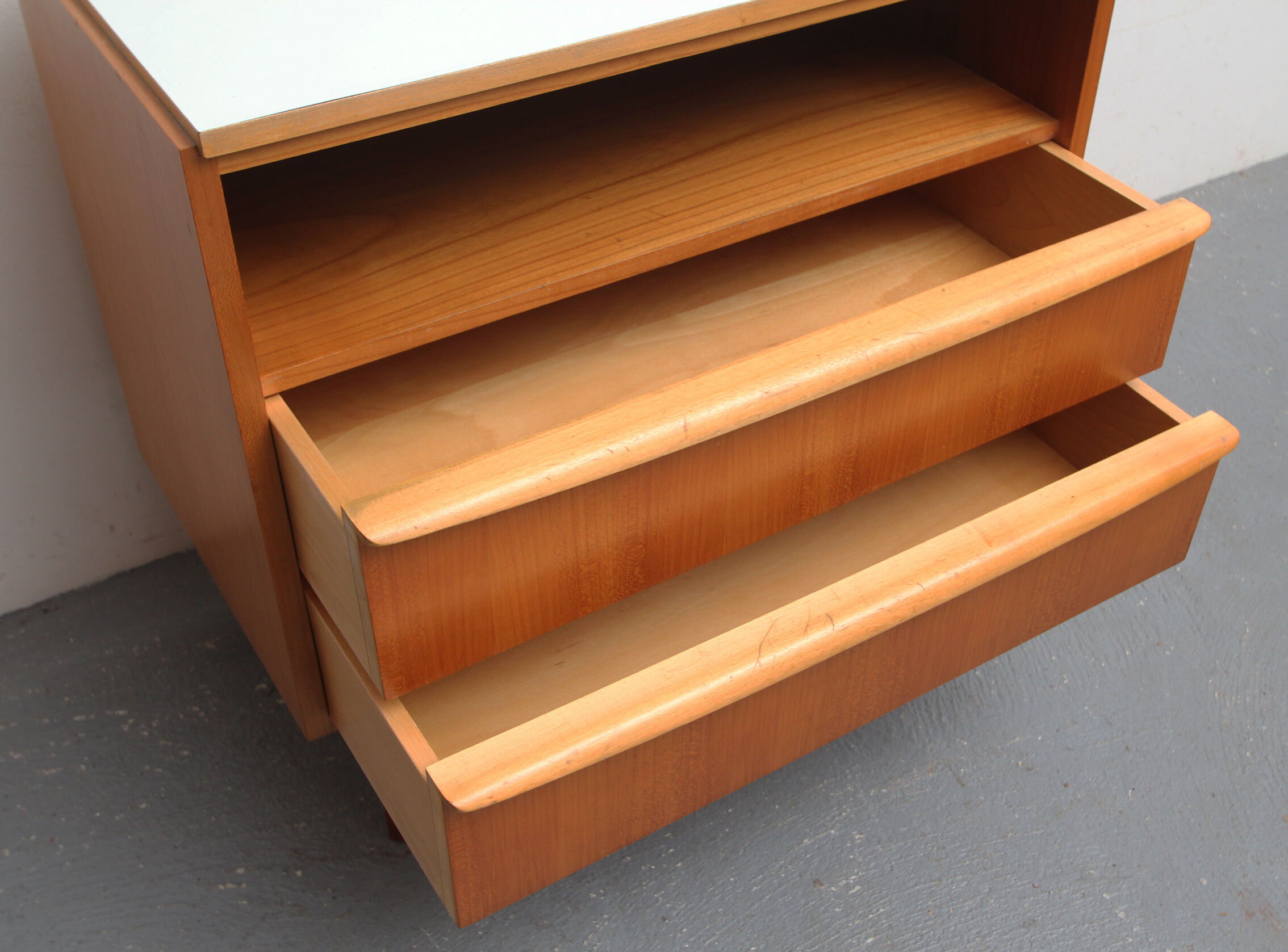Chest of drawers in cherrywood and formica 1950