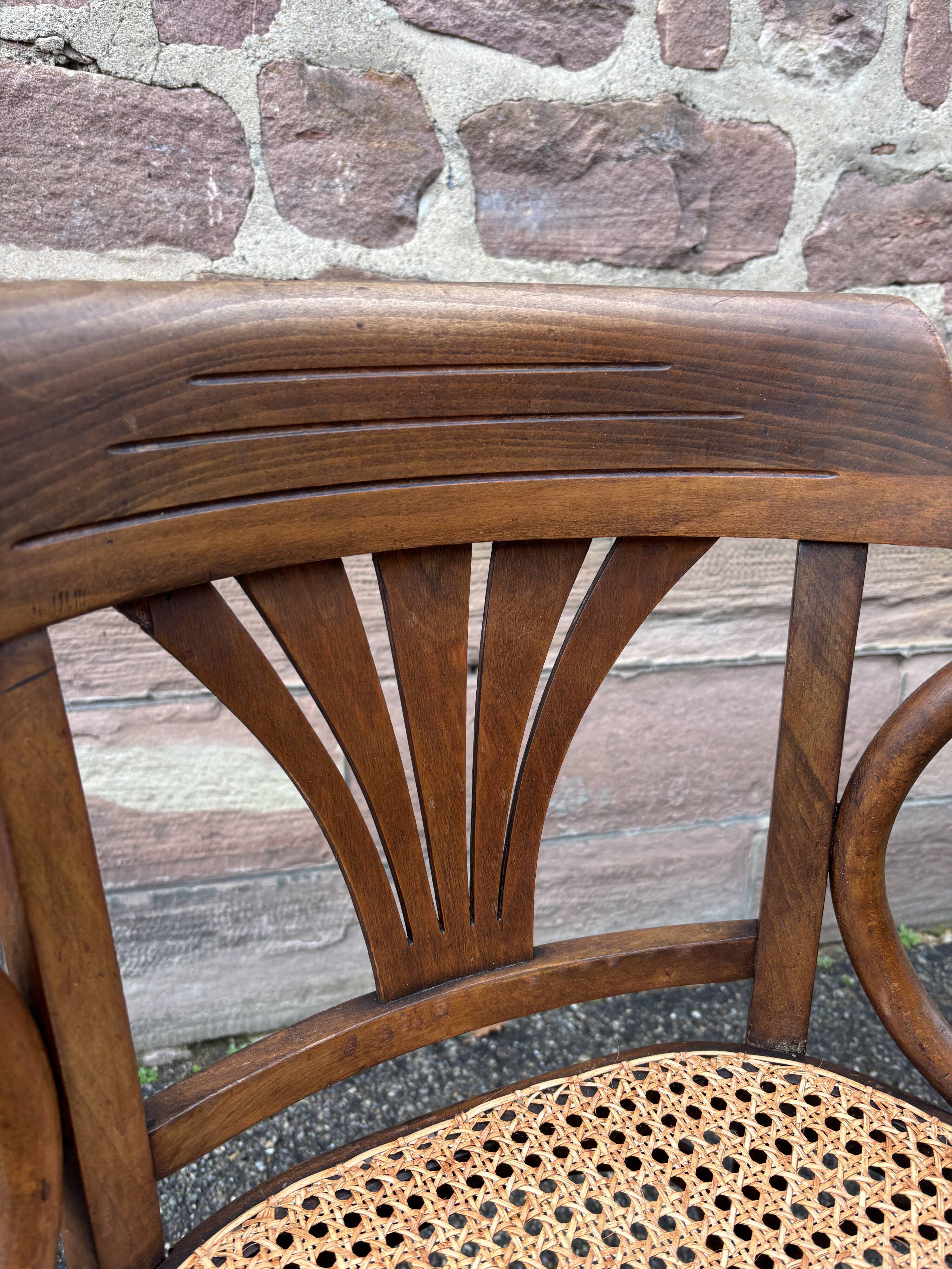 Rare american viennese style office armchair, bent wood, w baumann.