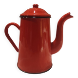Vintage French coffee pot in red enamel metal