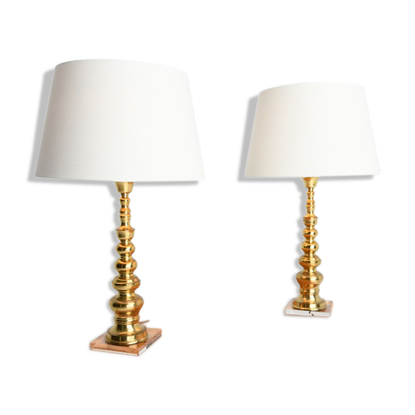 Pair brass lamps