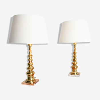 Pair brass lamps