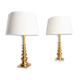 Pair brass lamps