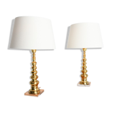 Pair brass lamps