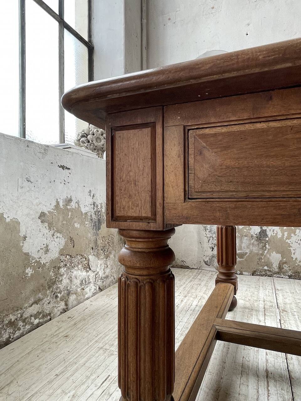 Solid walnut farmhouse castle table 1900 XXL
