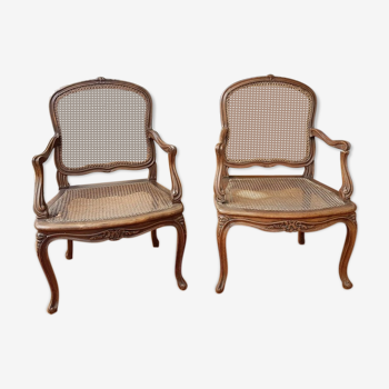 Caned armchairs style Louis XV