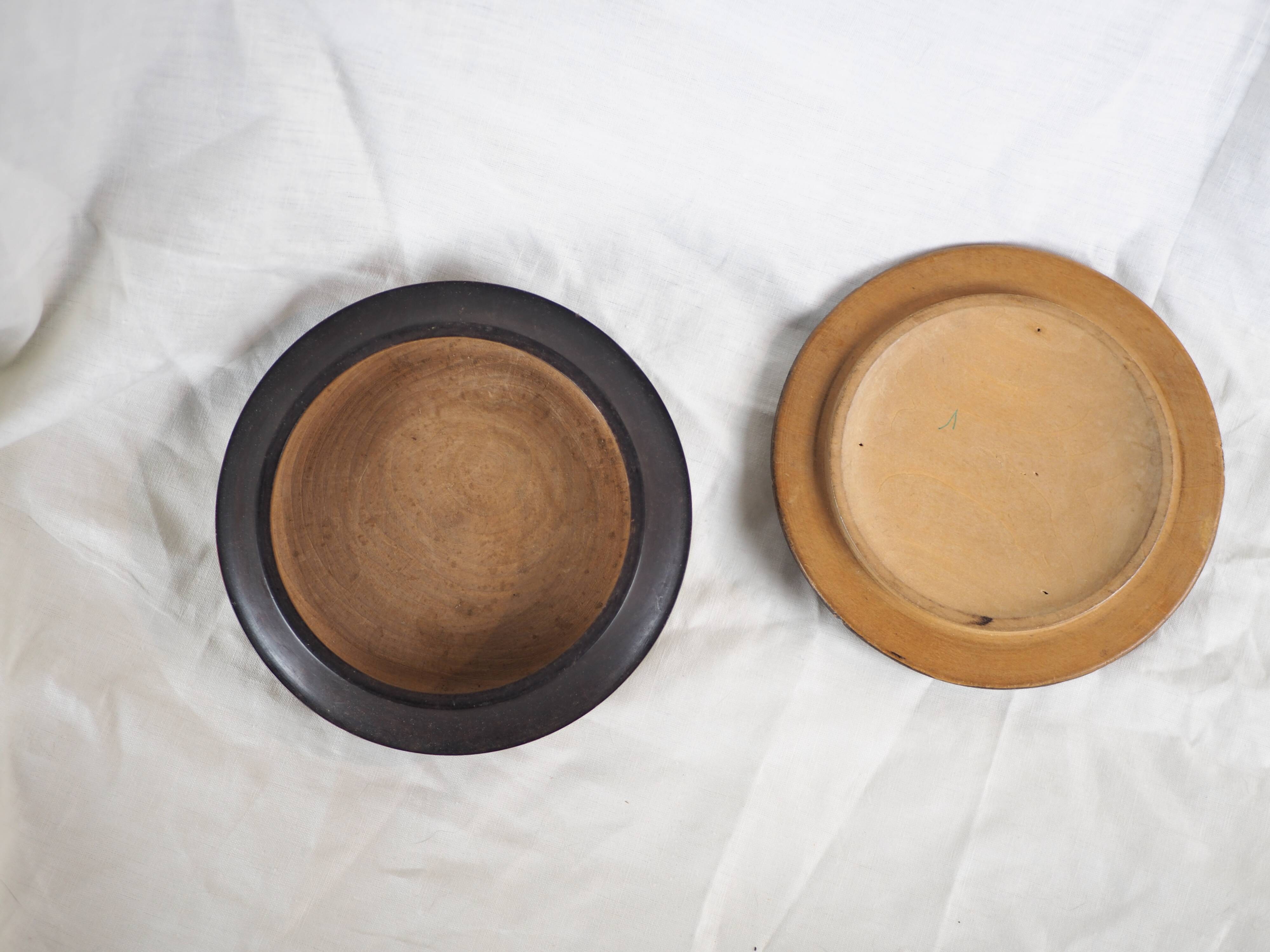 Large blackened wooden box mountain landscape folk art early / mid twentieth