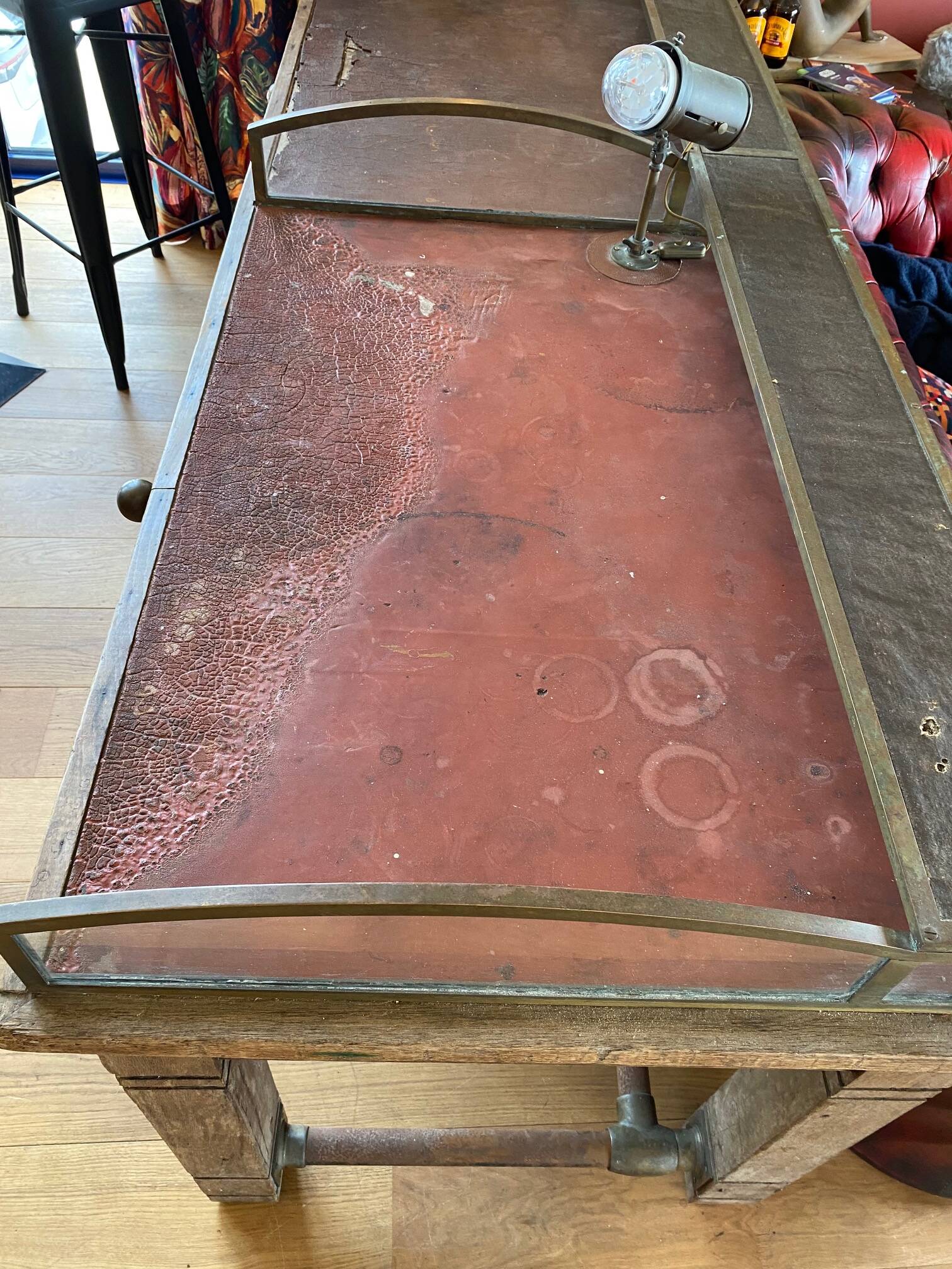 Old french bank table early 20th century trade furniture table