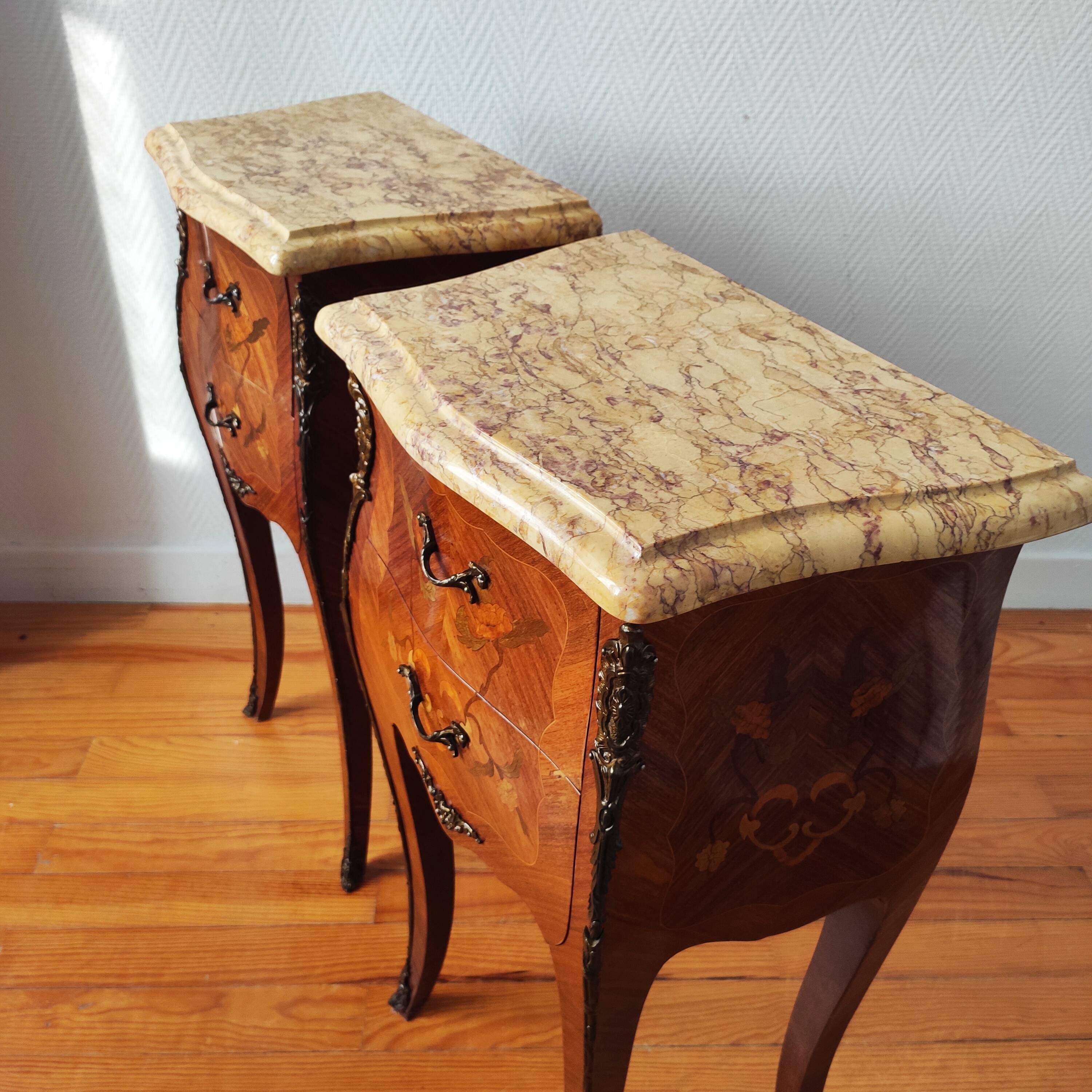 Pair of Louis XV style bedside tables