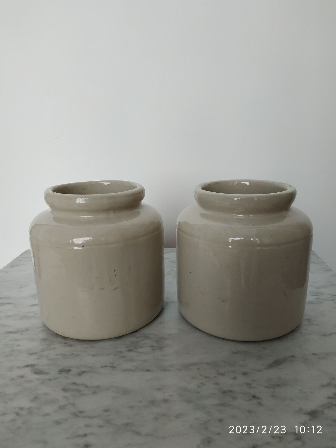 Duo of stoneware pots
