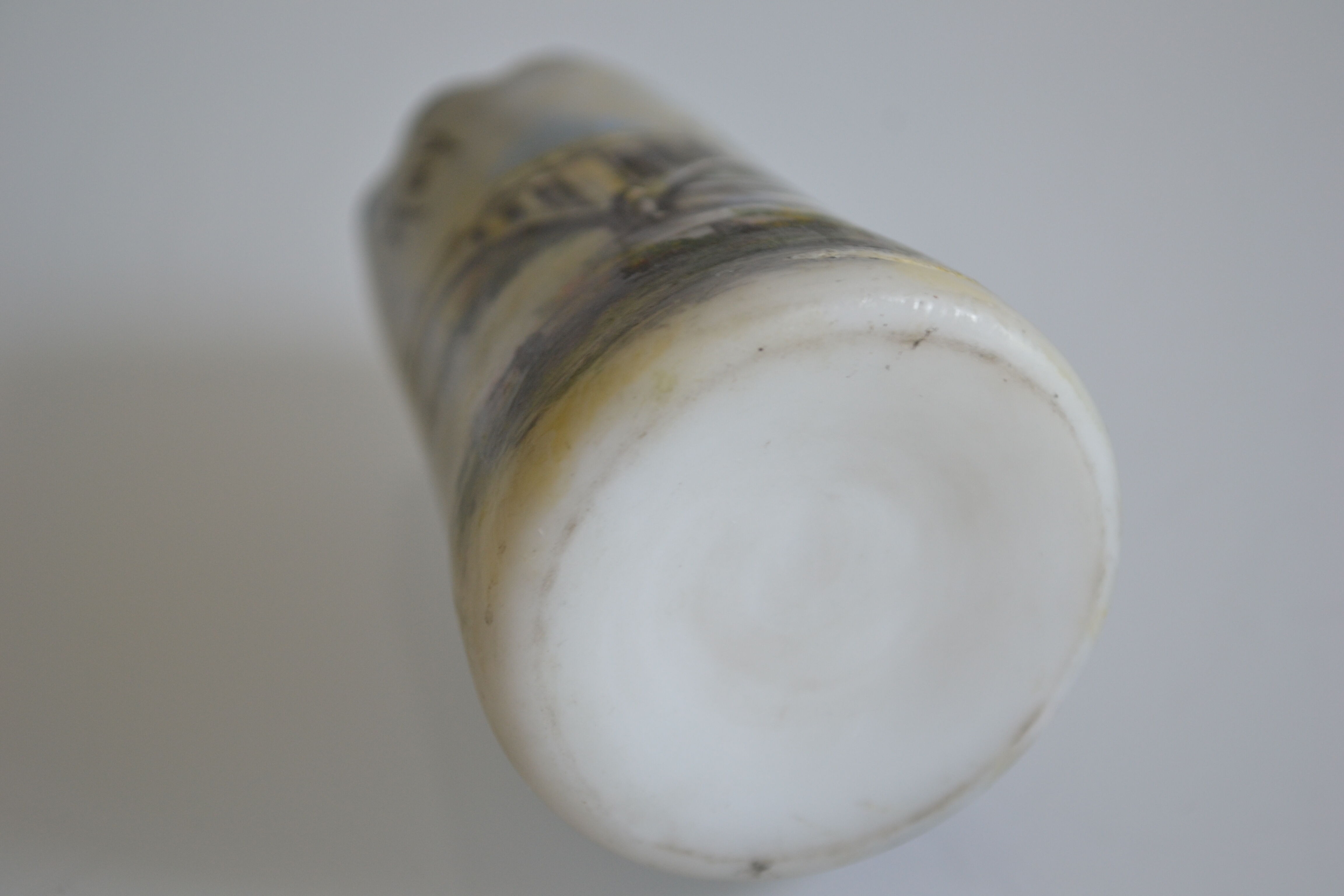 miniature vase with painted decoration from the city of Huy in Belgium