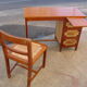 Desk and chair in mahogany and straw seat, made in Mexico in 1959