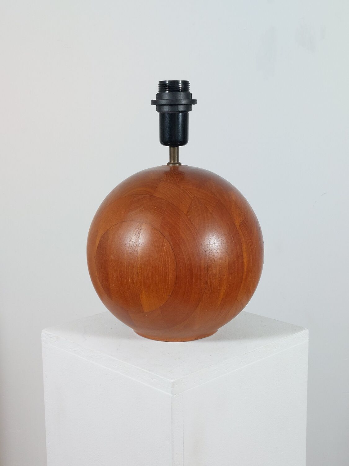 Pair of vintage mid century teak table lamps Kirk Copenhagen