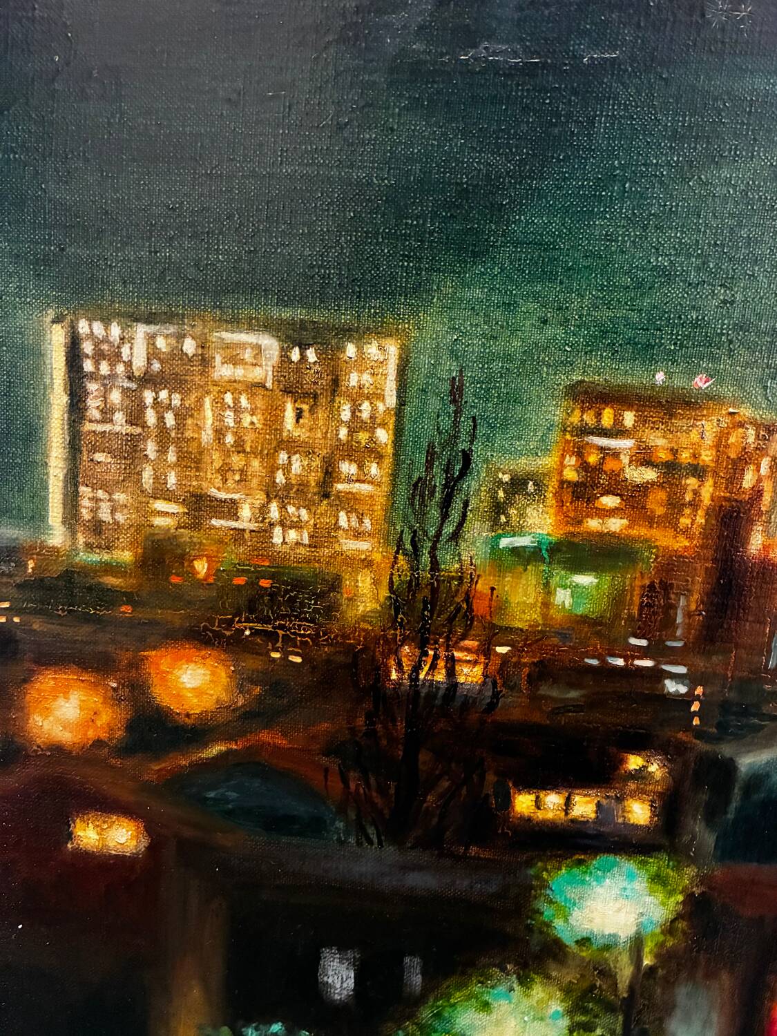 Painting La Défense 1990 signed René le Bastard