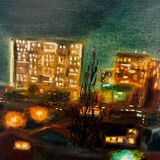 Painting La Défense 1990 signed René le Bastard