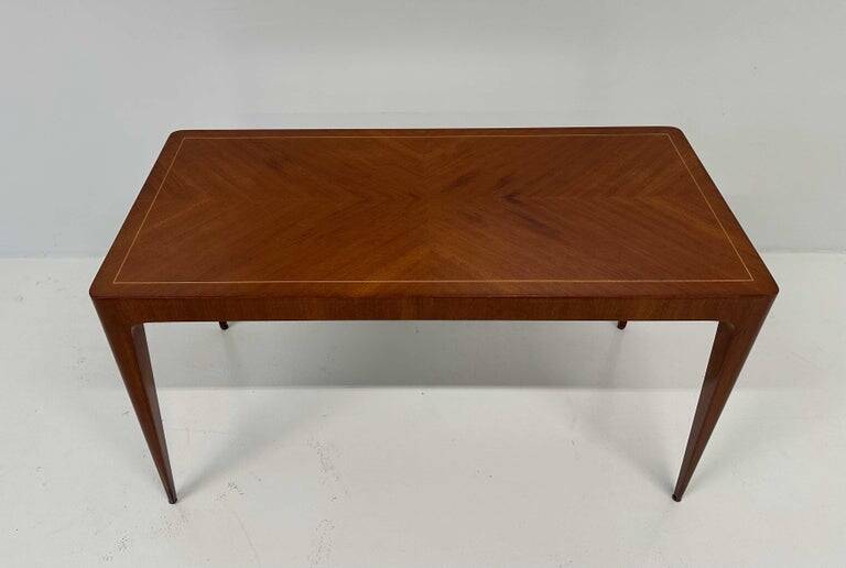Italian Art Deco Coffee Table in Teak and Maple by Paolo Buffa, 1950s