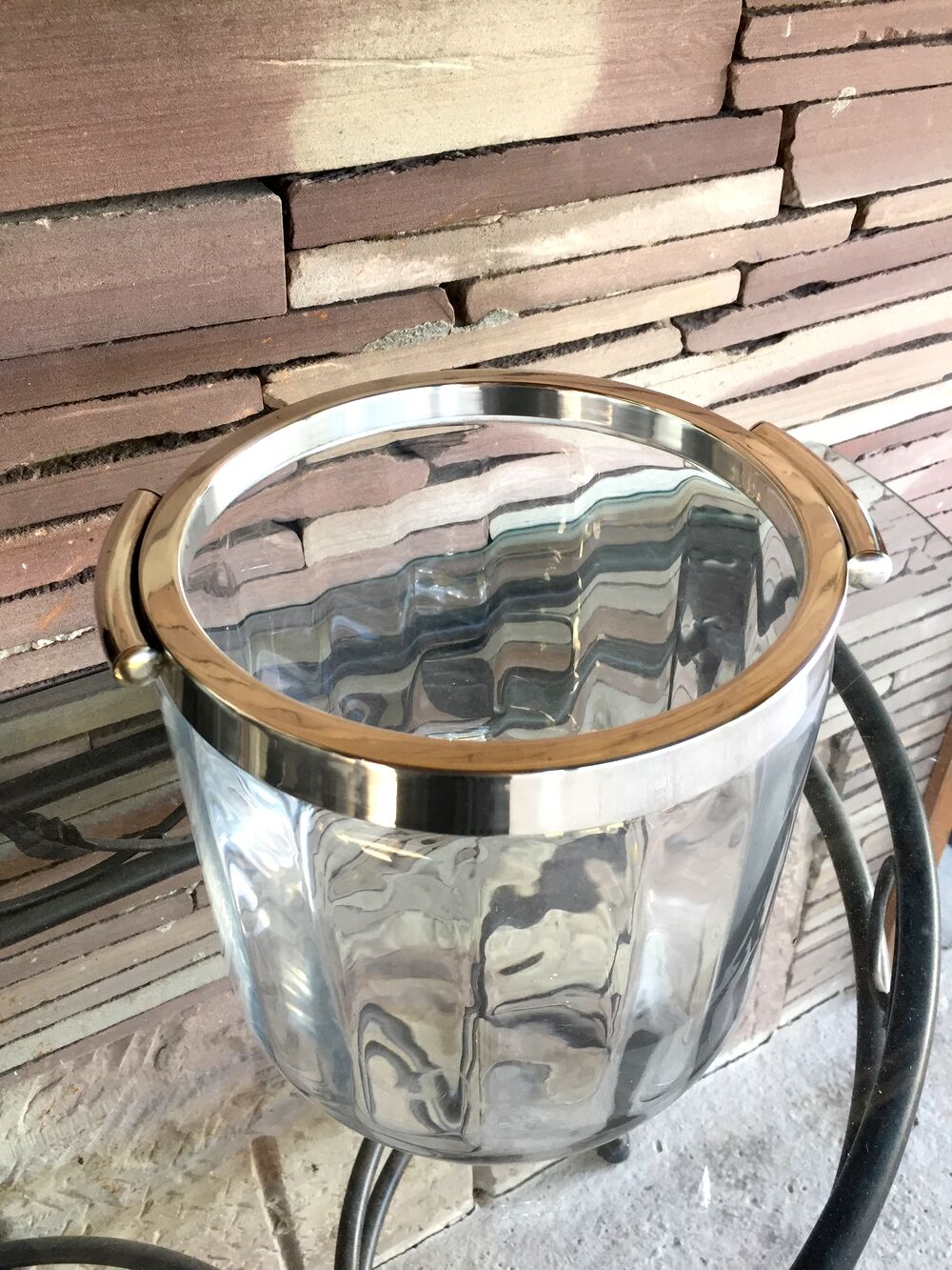 Champagne bucket glass and metal silver flagship for christofle