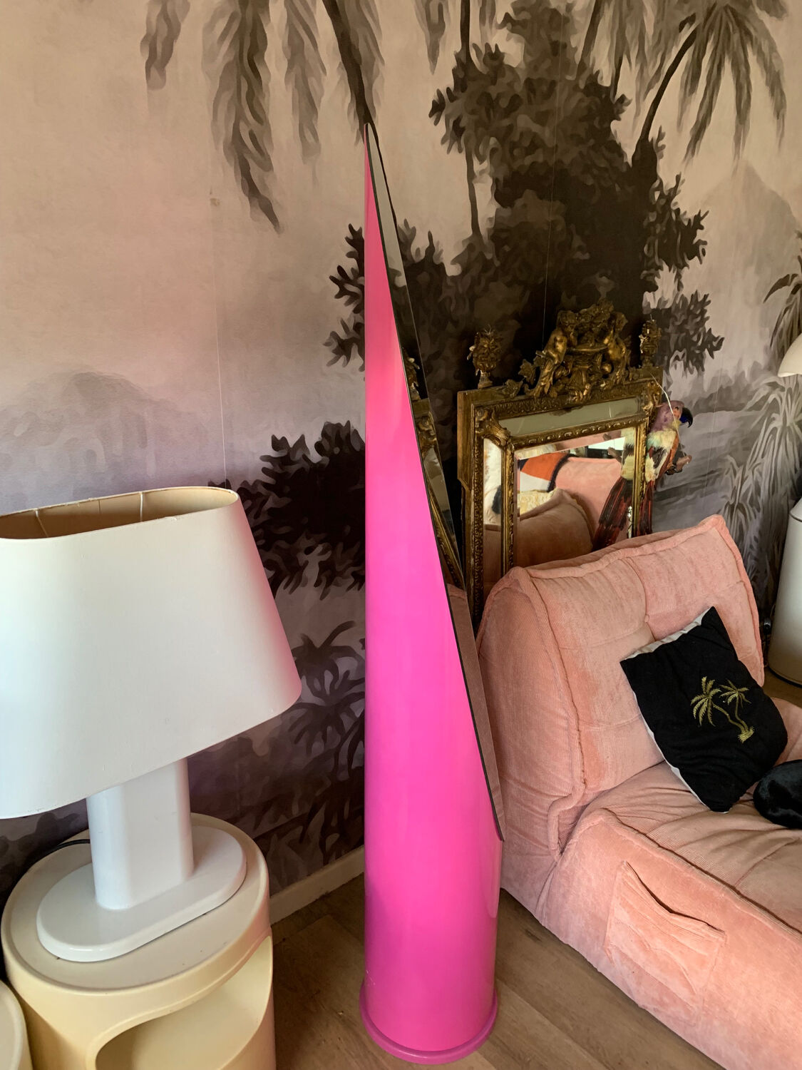 Vintage pink lipstick mirror