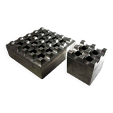 "Ultima15" set of 2 brutalist ashtrays, cast aluminum, ca 1970