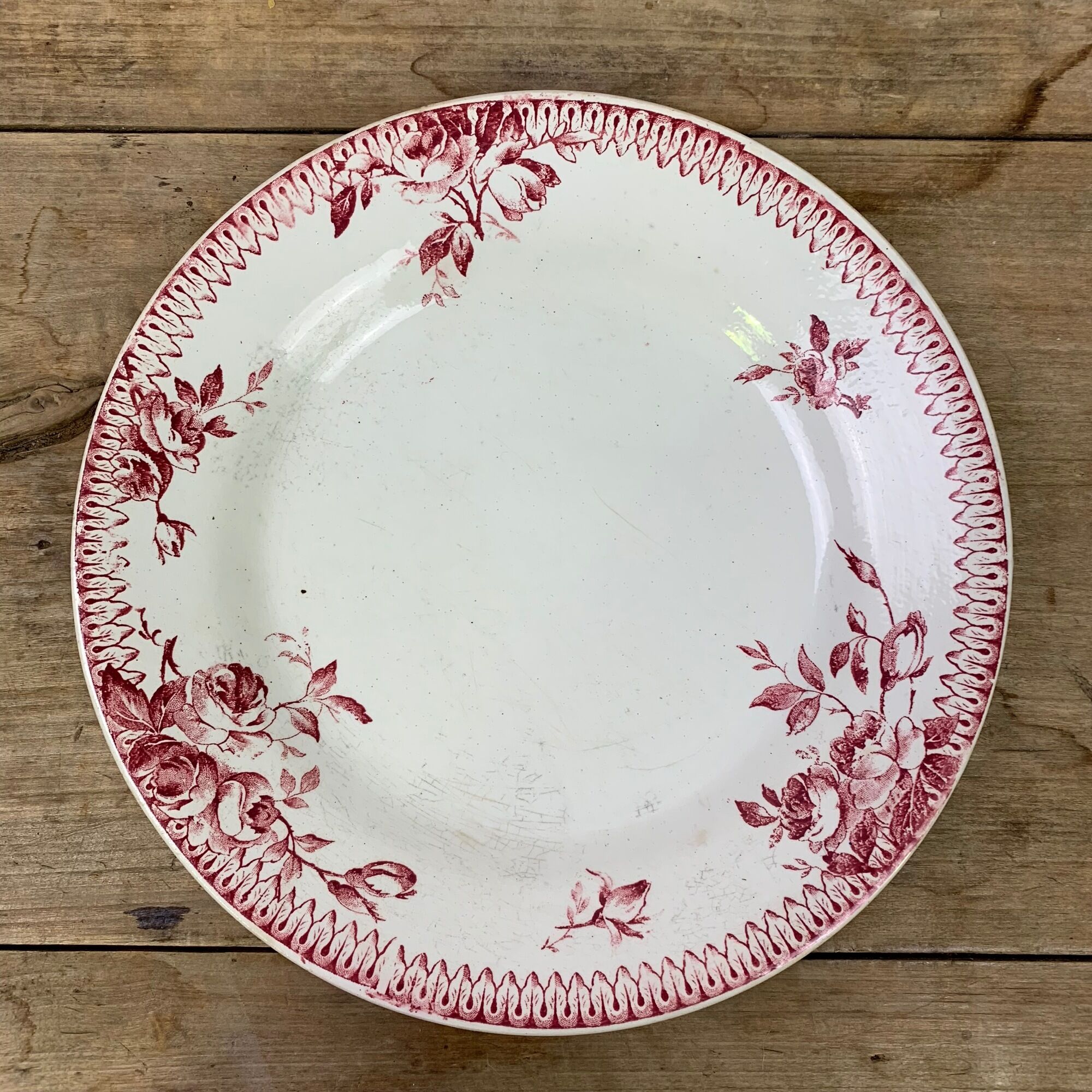 Lot of 6 plates in porcelain of Gien model Pomponnette
